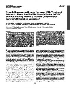 Growth Response to Growth Hormone (GH) Treatment Relates to ...