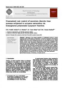 Guaranteed cost control of uncertain discrete time systems subjected