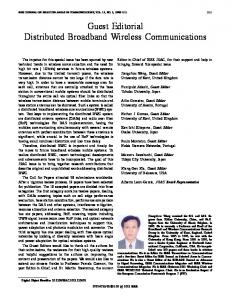 Guest Editorial Distributed Broadband Wireless ... - IEEE Xplore