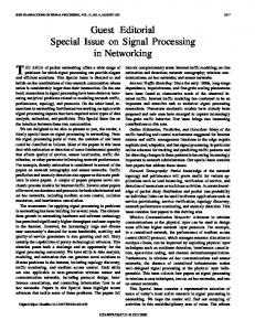 Guest editorial special issue on signal processing in networking ...