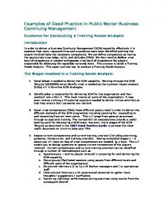 Guidance for Conducting a Training Needs Analysis