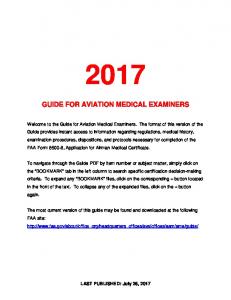 GUIDE FOR AVIATION MEDICAL EXAMINERS