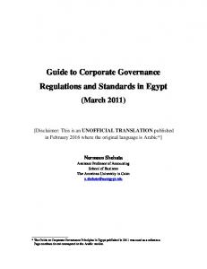 Guide to Corporate Governance Regulations and Standards in Egypt