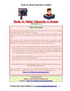 Guide to Higher Education in Europe