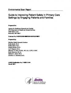 Guide to Improving Patient Safety in Primary Care Settings - AHRQ