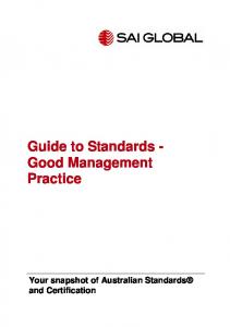 Guide to Standards - Good Management Practice - Significance ...