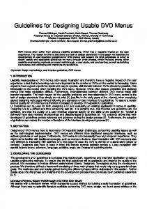 Guidelines for Designing Usable DVD Menus - CiteSeerX