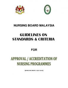 GUIDELINES ON STANDARDS & CRITERIA