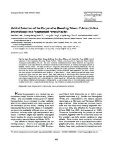 Habitat Selection of the Cooperative Breeding Taiwan Yuhina (Yuhina ...