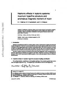 Hadronic effects in leptonic systems: muonium hyperfine structure and ...