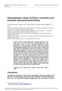 Haemodynamic study of Flow in concentric and eccentric stenosed ...