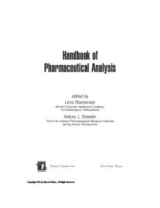 Handbook of Pharmaceutical Analysis