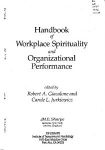 Handbook Workplace Spirituality Organizational ...