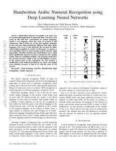 Handwritten Arabic Numeral Recognition using Deep Learning ... - arXiv