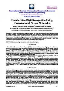 Handwritten Digit Recognition Using Convolutional Neural Networks