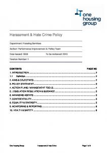 Harassment & Hate Crime Policy - One Housing Group