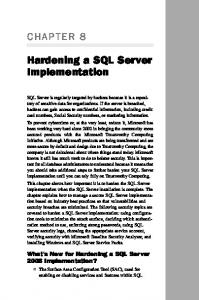 Hardening a SQL Server Implementation