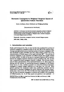 Harmonic Conjugates in Weighted Bergman Spaces of Quaternion ...