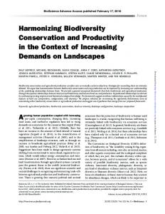 Harmonizing Biodiversity Conservation and