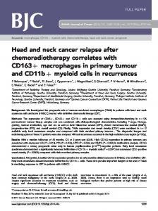 Head and neck cancer relapse after chemoradiotherapy correlates ...