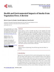 Health and Environmental Impacts of Smoke from Vegetation Fires: A ...