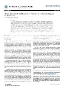 Health Benefits of Traditional Rice Varieties of ... - OMICS International