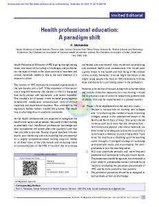 Health professional education: A paradigm shift