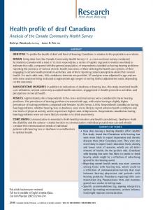 Health profile of deaf Canadians