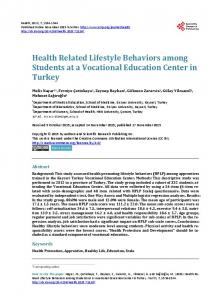 Health Related Lifestyle Behaviors among Students at a Vocational ...