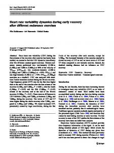 Heart rate variability dynamics during early recovery ... - Springer Link