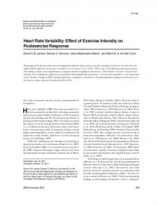 Heart Rate Variability: Effect of Exercise Intensity on