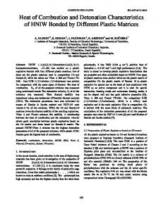 Heat of Combustion and Detonation Characteristics of