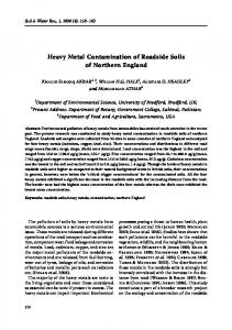 Heavy Metal Contamination of Roadside Soils of Northern England