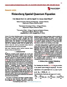 Heisenberg Spatial Quantum Equation