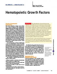 Hematopoietic Growth Factors