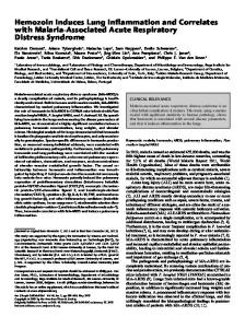 Hemozoin Induces Lung Inflammation and Correlates ... - ATS Journals