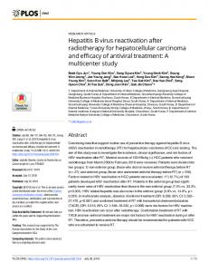 Hepatitis B virus reactivation after radiotherapy for ... - PLOS