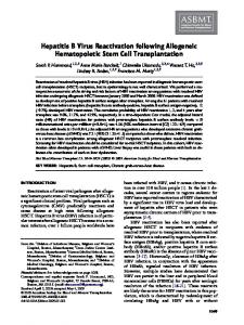 Hepatitis B Virus Reactivation following Allogeneic ... - Core