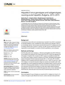 Hepatitis E virus genotypes and subgenotypes causing acute ... - PLOS