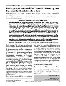 Hepatoprotective Potential of Green Tea Extract against Experimental ...