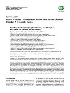 Herbal Medicine Treatment for Children with Autism Spectrum ...