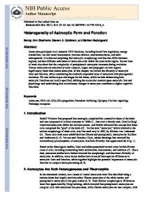 Heterogeneity of Astrocytic Form and Function - URMC
