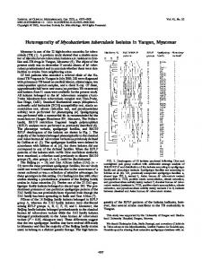 Heterogeneity of Mycobacterium tuberculosis Isolates in Yangon ...