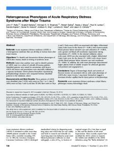 Heterogeneous Phenotypes of Acute Respiratory ... - ATS Journals