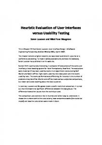 Heuristic Evaluation of User Interfaces versus Usability Testing