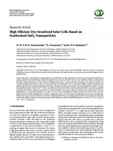 High Efficient Dye-Sensitized Solar Cells Based on Synthesized SnO2