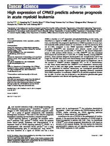 High expression of CPNE3 predicts adverse ... - Wiley Online Library