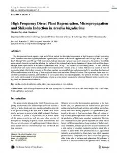 High Frequency Direct Plant Regeneration ... - Springer Link