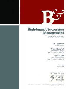 High Impact Succession Managment - Center for Creative Leadership