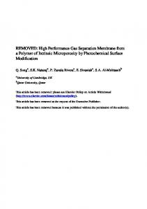 High Performance Gas Separation Membrane from a